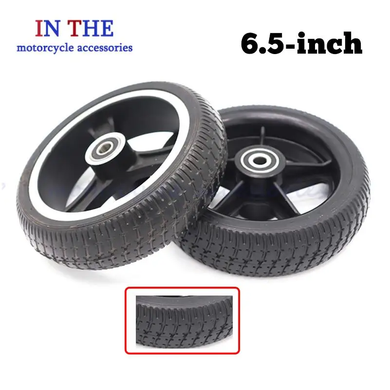 6.5 Inch Electric Scooter Solid Tire Explosion-Proof Auxiliary Wheel Aluminum Alloy/Plastic Modification Accessories for Scooter
