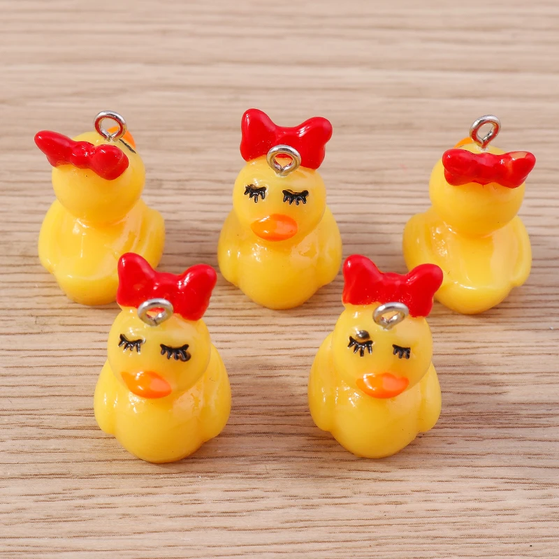 Tusember 10 Stück Niedliche 3D Cartoon Sonnenbrillen Gelbe Enten-Anhänger für Schmuckherstellung DIY Ohrringe Halsketten Armbänder Basteln – Detail 8