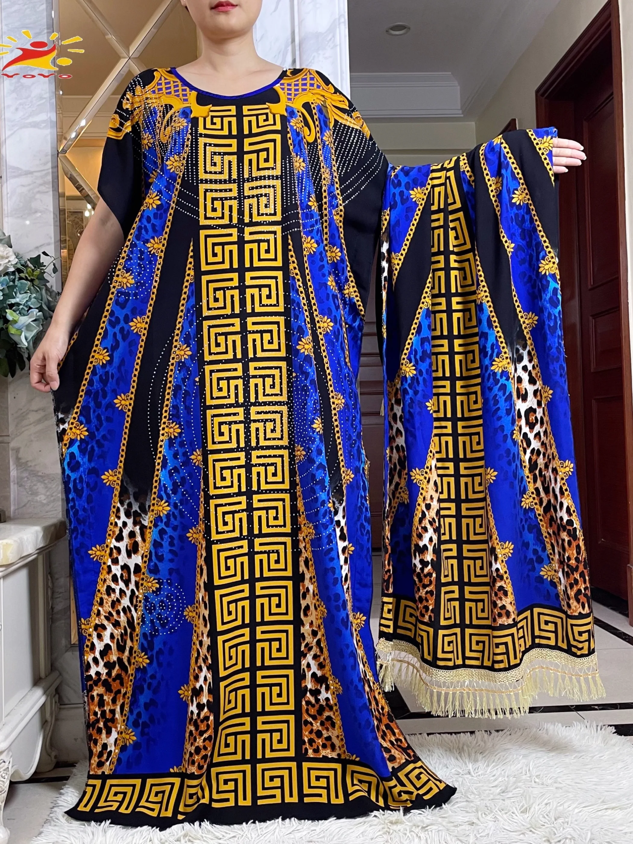 New Women Abaya Short Sleeve Dashiki Floral Dress Women Loose Maxi Robe Floral Femme Musulmane African Printing Floral Abaya