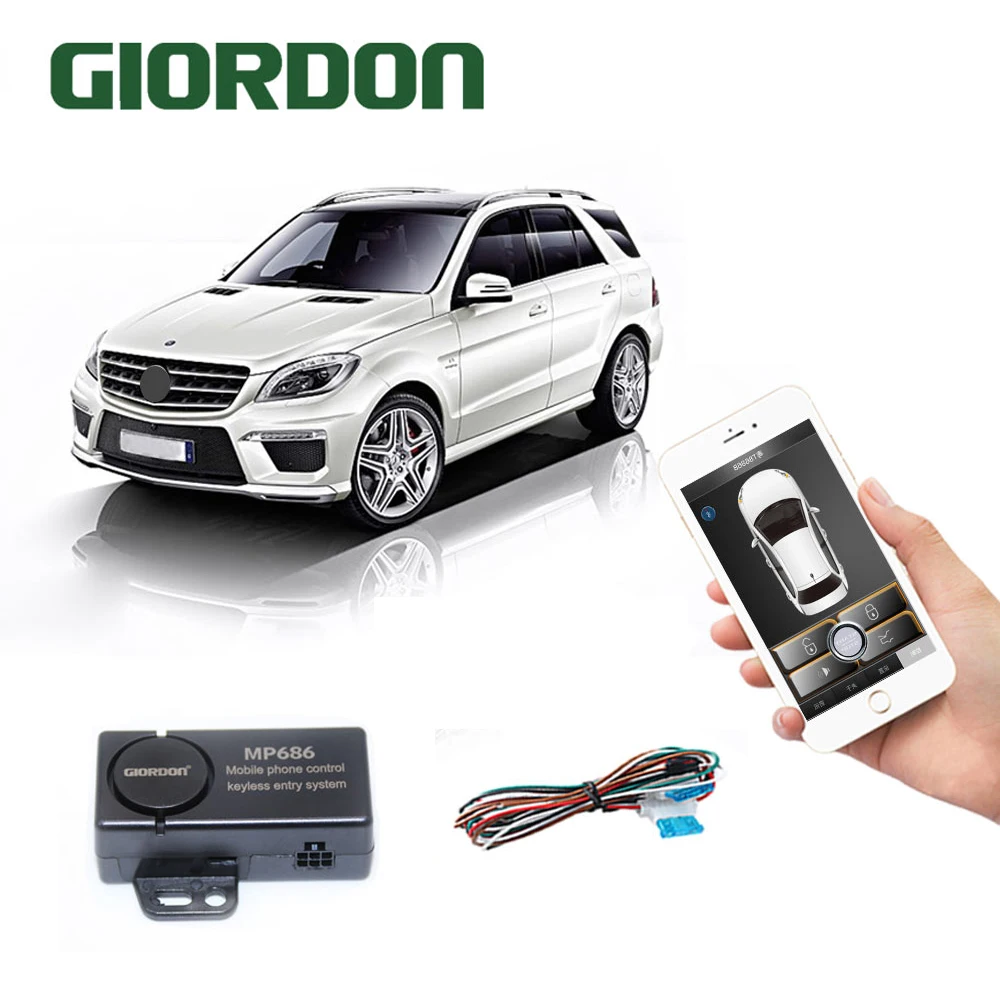 GIORDON With Remote Start  And bluetooth controls Smart Key Car Alarm System Mobile phone control keyless entry&power