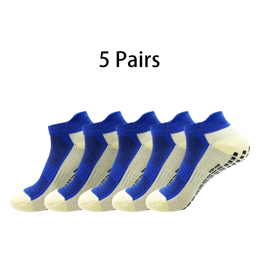 5 Pairs New Men Sports Shock Absorption Sweat Breathable Silicone Bottom Football Socks Women Indoor Yoga Fitness Socks Soccer