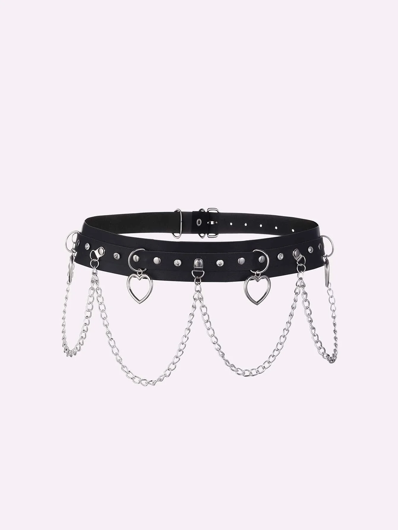 Maan Hanger Ketting Franje Gothic Riem Punk Zwart Pu Lederen Riemen Vintage Tailleband Voor Dames Meisjes