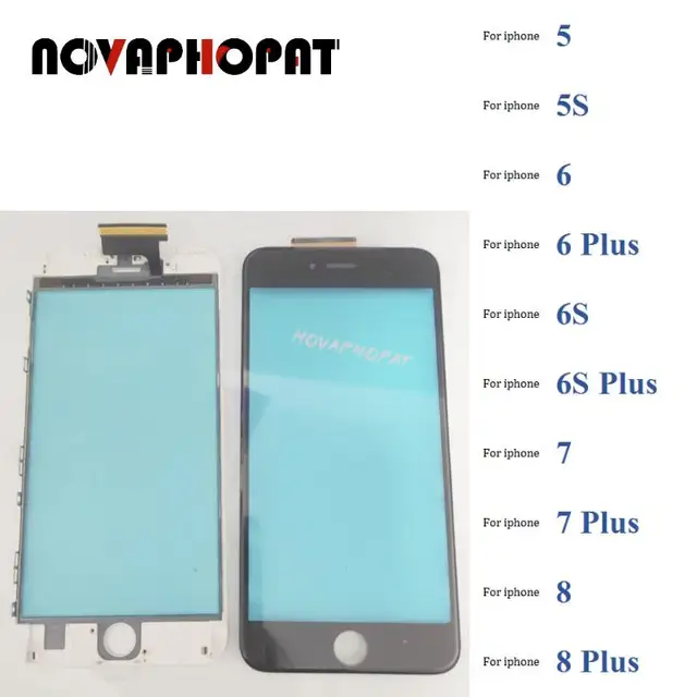Górny czujnik dotykowy do iPhone'a 5 5G 5S 6 6S 7 8 Plus Ekran dotykowy LCD Wyświetlacz Szklany obiektyw Panel digitizera z + metalowa ramka