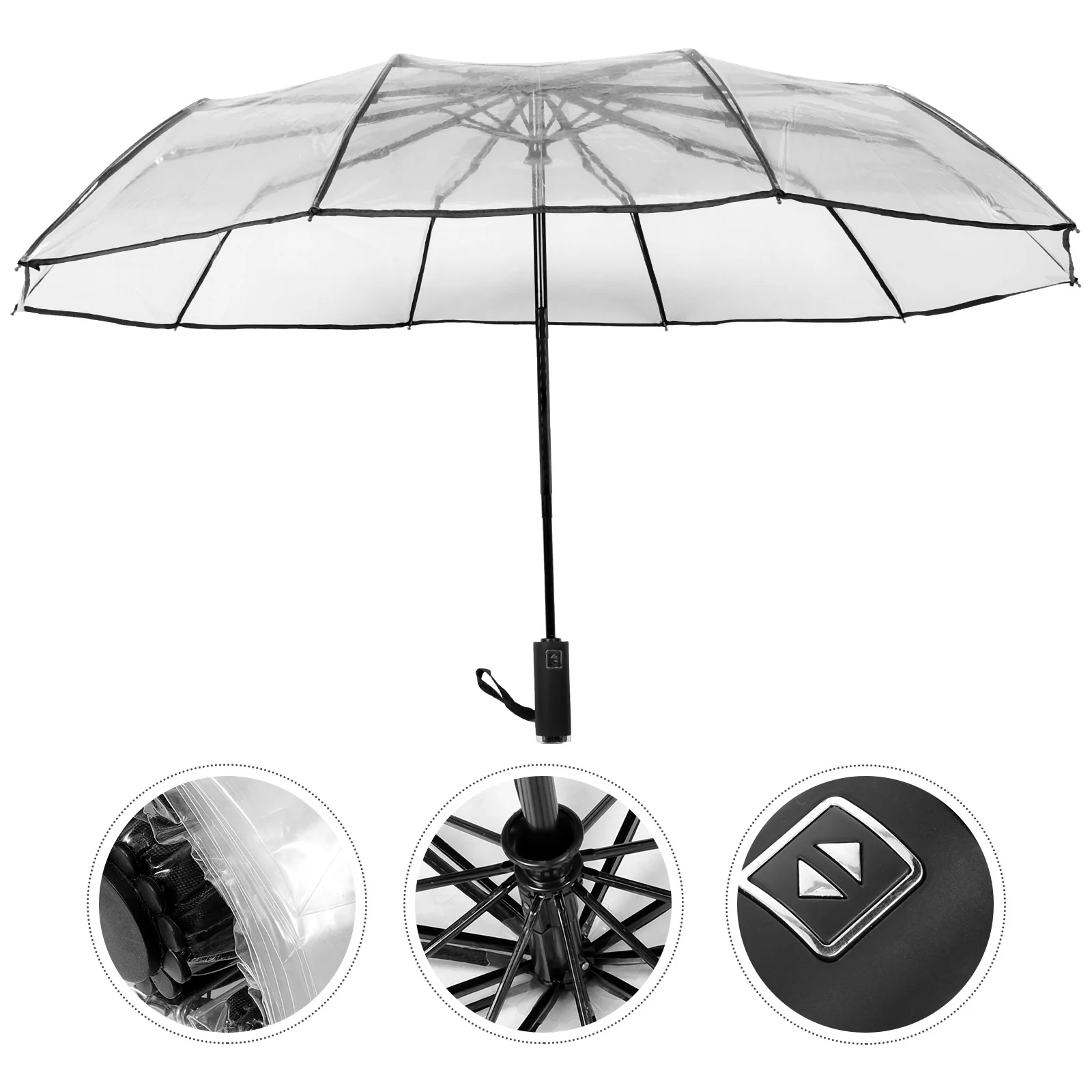 

Fully Automatic Ten-bone Folding Transparent Umbrella Clear Umbrellas For Rain Portable Lightweight Parasol