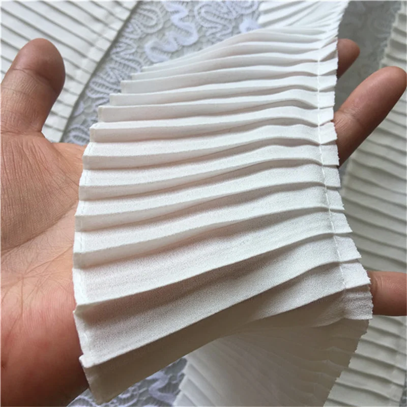 6/8/11CM Wide White Black Chiffon 3d Pleated Lace Fabric Frilled Fringed Ribbon Ruffles Trim Dress Hemline Curtains Sewing Decor