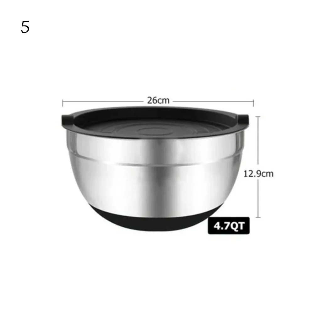 

New Stainless Steel Mixing Bowls With Lids Baking Nesting Storage Bowls Non Slip Bases Silicone Bottom Salad Bowl