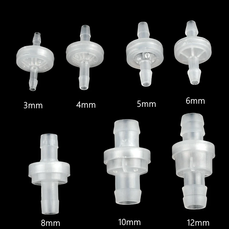 5~10PCS O.D 3~12mm Transparent PP One Way Inline Check Valve Aquarium Air Pump Soft Pipe One-way Valve Irrigation Hose Fittings