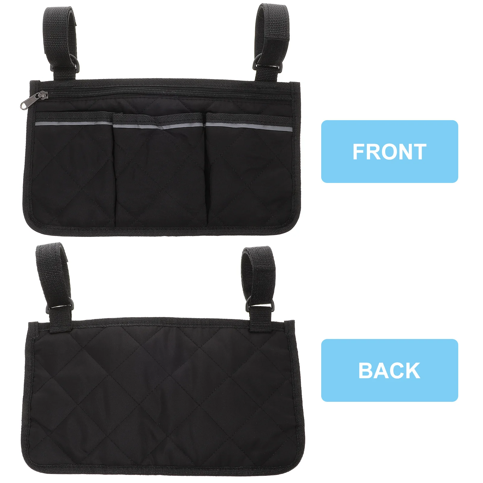 

Side Storage Pouch for Wheelchair Easy to Install with Adjustable Straps Holds Cup Phone Medication Glasses Case Universal Fit