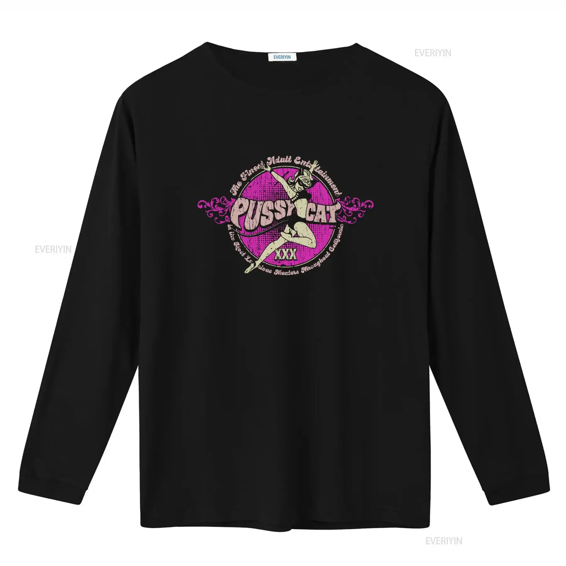 Pussycat Theaters 1966 Vintage Men's T Shirt Retro Design with Adult Entertainment Theme vintage Washed Top For Everyday Wear
