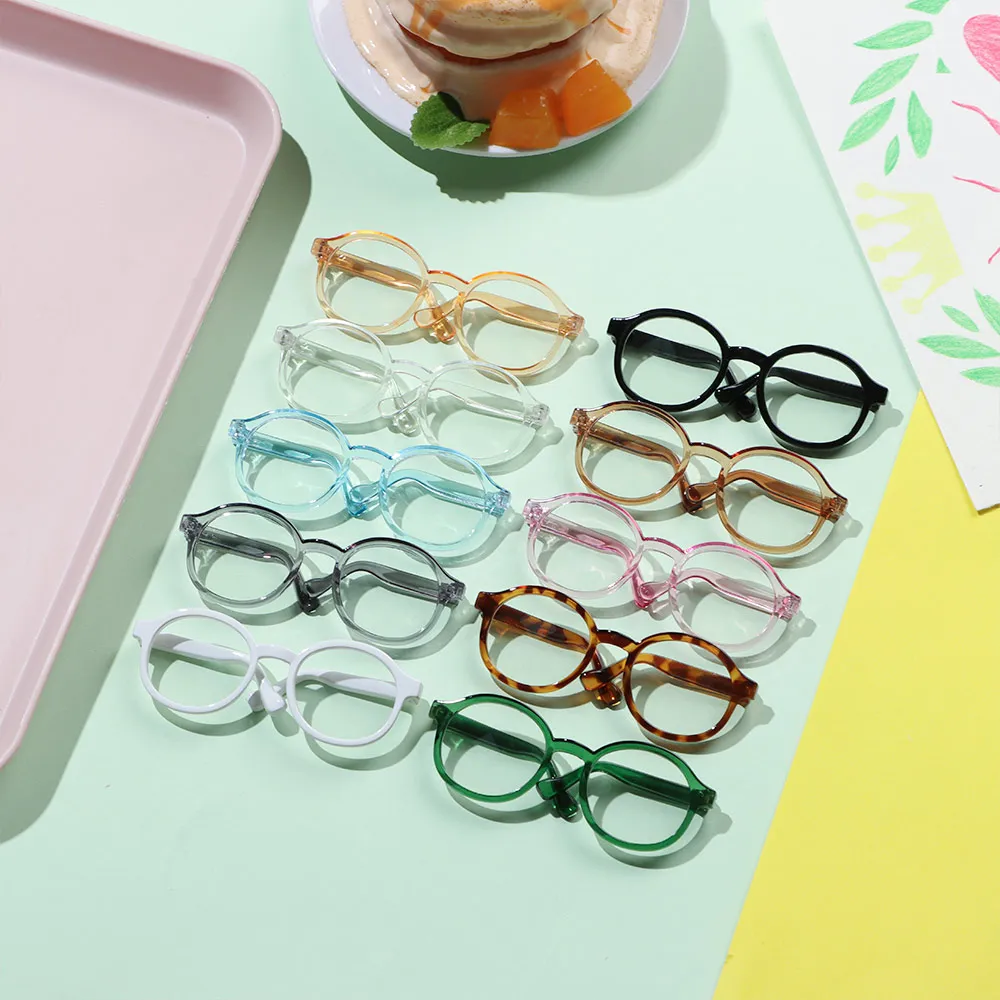 6.5cm/9cm Round Frame Miniature Eyewear Clear Lens Candy Color Eyeglasses For Doll Accessories Plush Cotton Doll Glasses ﻿