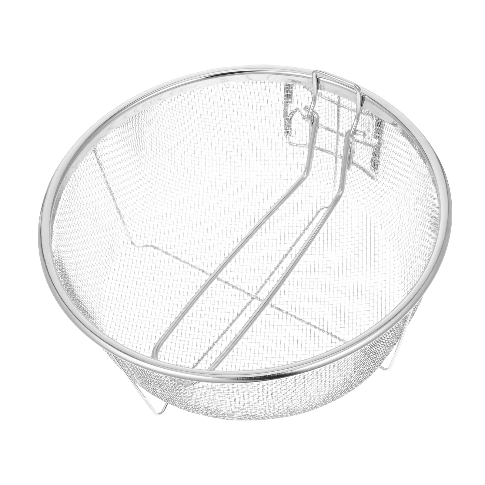 

Stainless Steel Oil Fry Basket Drainage Sink Kitchen Food Strainer Vegetable Wash Mesh Colander Storage Solution
