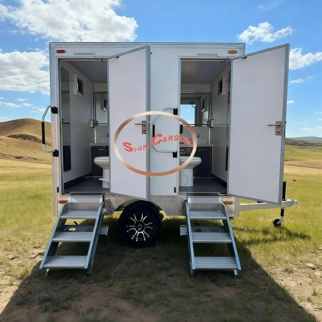 

High-End White 2-Cubicle Portable Toilet for Business Events And Galas Eco-Friendly Sanitary Solution for Outdoor Functions