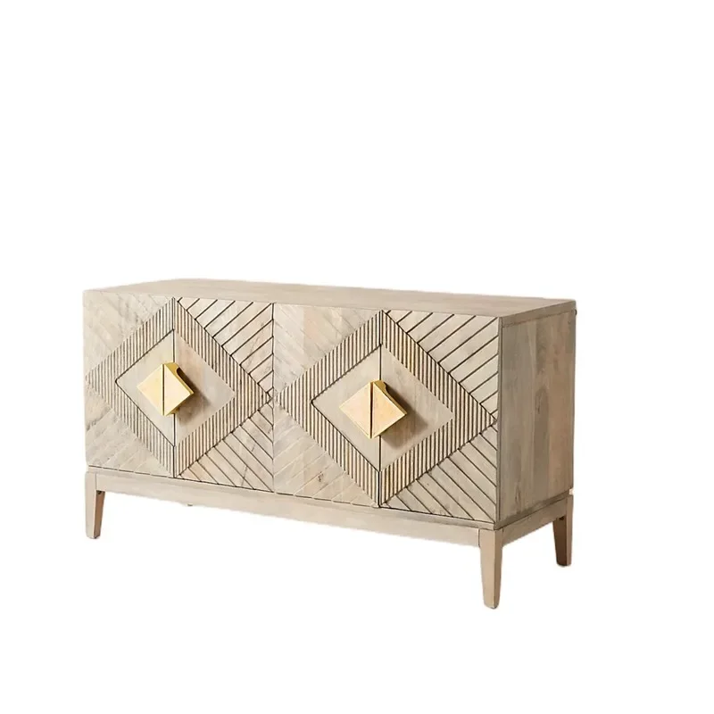 

French distressed solid wood entryway cabinet American country vintage decoration foyer cabinet classical storage dining side