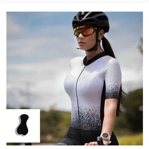 Imagen 2 del producto Traje de triatlón de ciclismo de manga corta para mujer Tres Pinas Trisuit traje de ciclismo mono de bicicleta traje de velocidad de verano