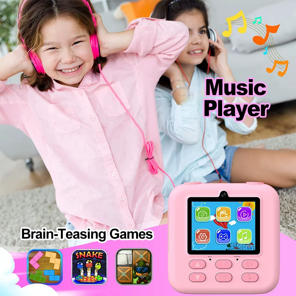 58 مللي متر طابعة حرارية للأطفال كاميرا طباعة فورية 2.4 بوصة 1080P HD IPS كاميرا رقمية صغيرة للفتيات الفتيان الهدايا طابعات الصور