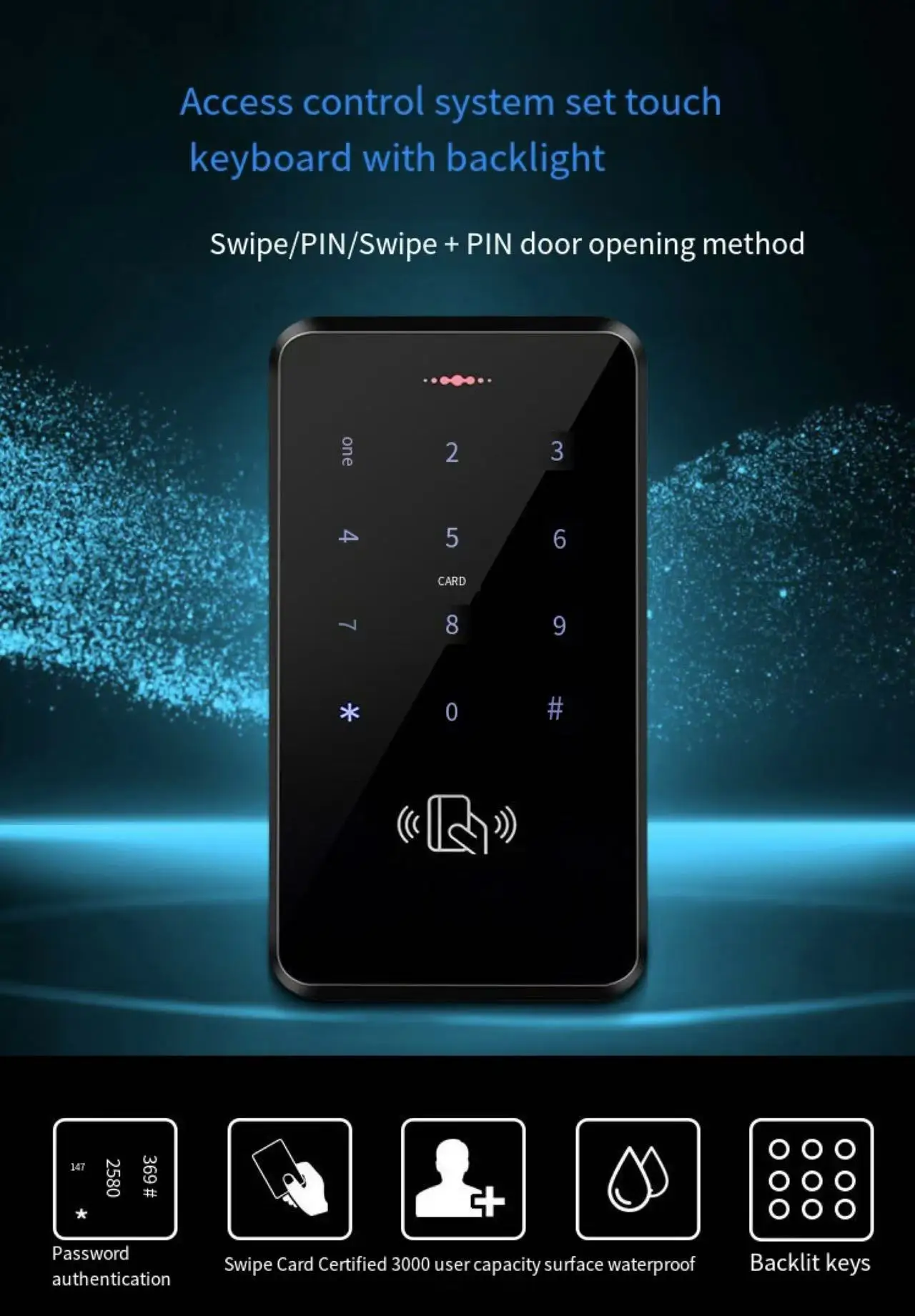 Waterproof Electronic Access Control Card Reader Glass Door Lock Integra ted Machine Electromagnetic Lockdigital lock