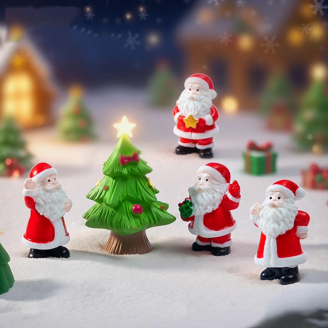 Miniature Christmas Decorations Colorful Christmas Ornaments Santa Claus Figurine Bright Christmas Tree Decor For Desktop Shelf
