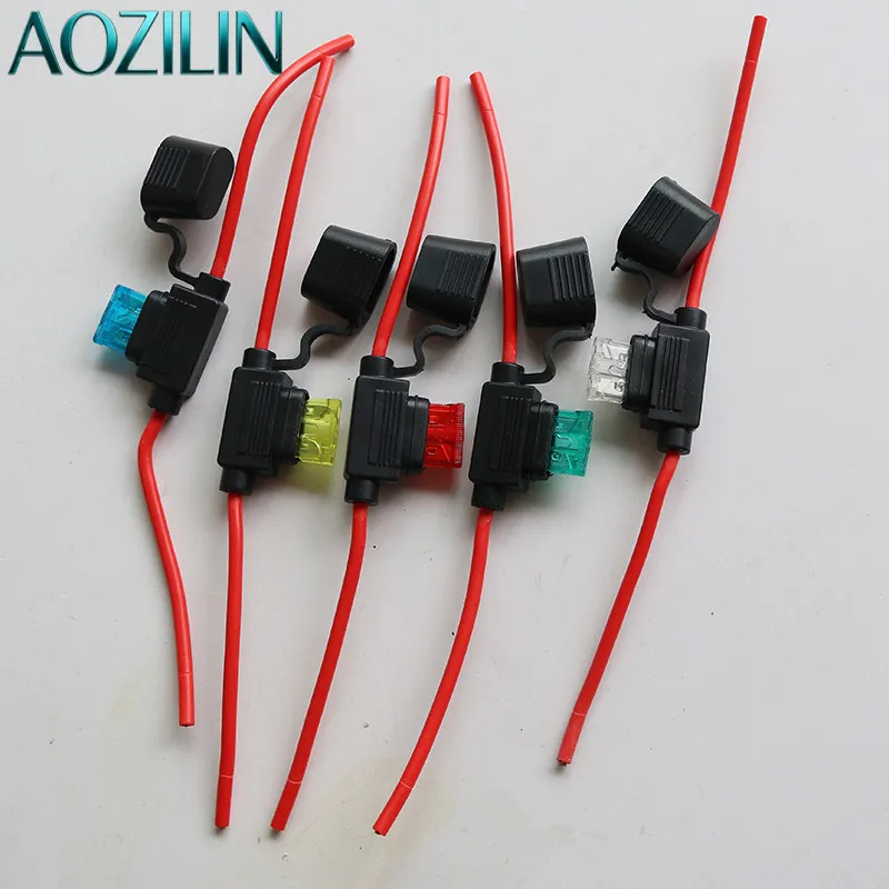AOZILIN 10‑Pack High‑Temp Waterproof Car Fuse Box, Heavy‑Duty Fuse Holder with 2.5mm² Thick Wire for Vehicle Circuit Power Tap