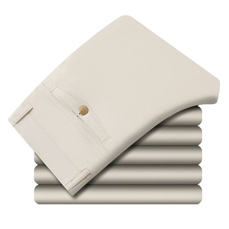 Premium Baumwoll-Bürohosen für Herren Bügelfrei Pflegeleichter Stoff Gürtelkompatibles Design Tägliche Casual-Event Lange Hosen – Detail 5