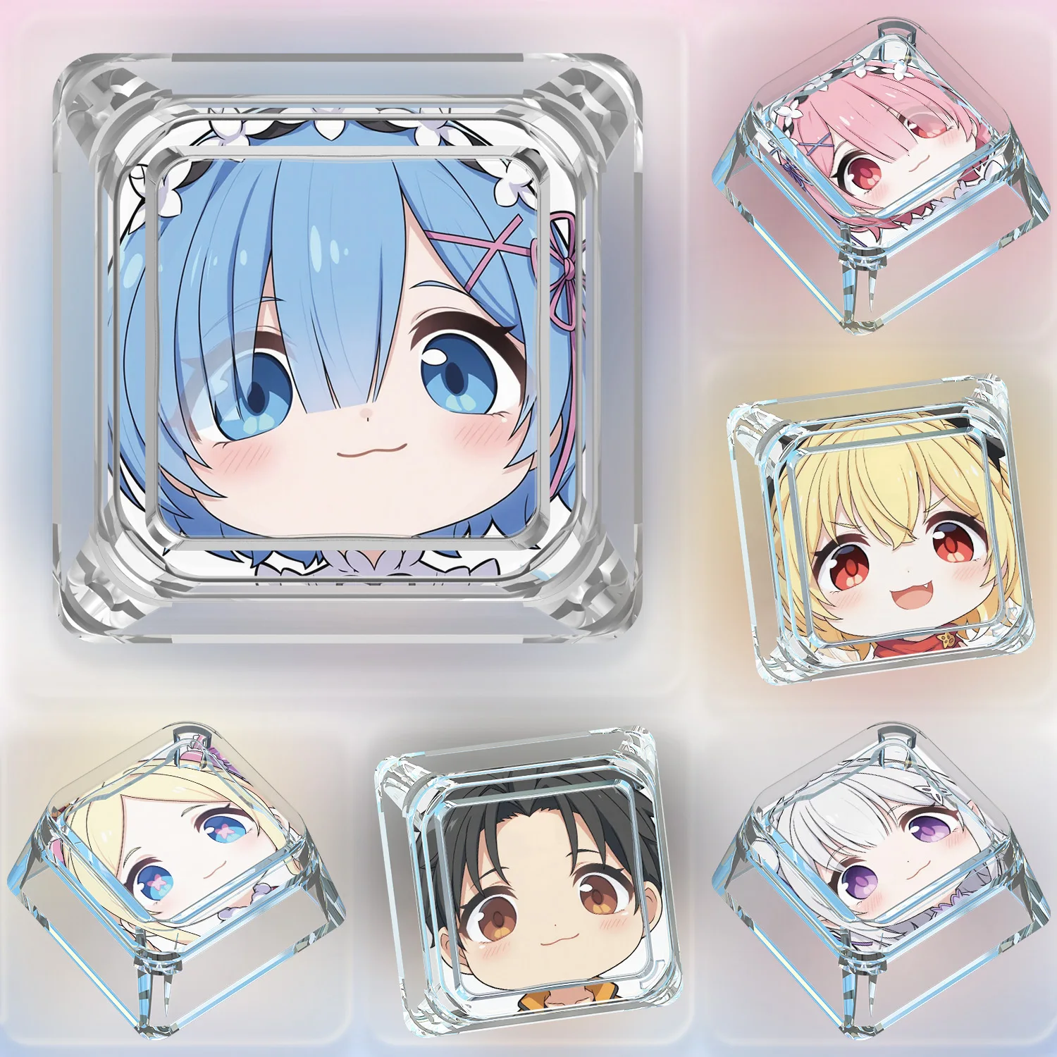 لتقوم بها بنفسك آلهة قصة إميليا ريم لطيف لوحة المفاتيح الميكانيكية كيكابس الصليب محور بطاقة مخصصة لوحة المفاتيح الميكانيكية كيكابس دمى هدايا