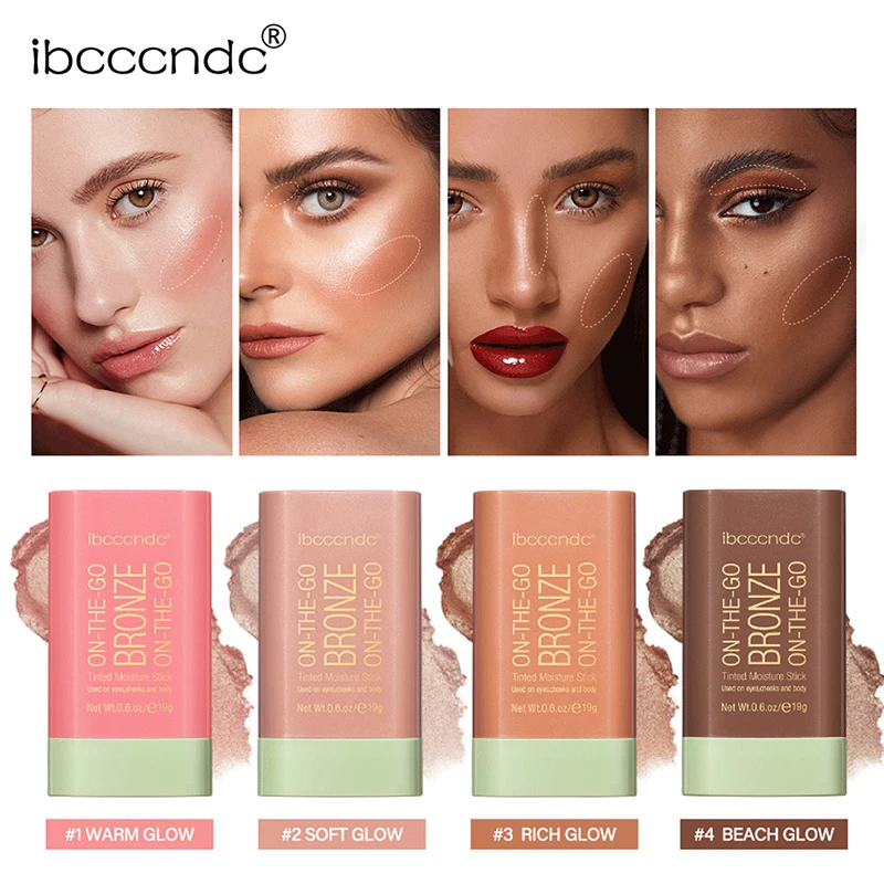 4 Colors Face Makeup Face Tinted Moisture Stick  Multi-use On The Go Bronzer Stick Stick Cream Highlight For Women Contour Stick