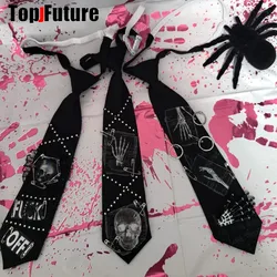 Women Men Y2K Girl Boy Gothic Harajuku Punk Steampunk Pre-Tied Ties Skeleton Uniform Necktie Accessories Halloween Cosplay Tie