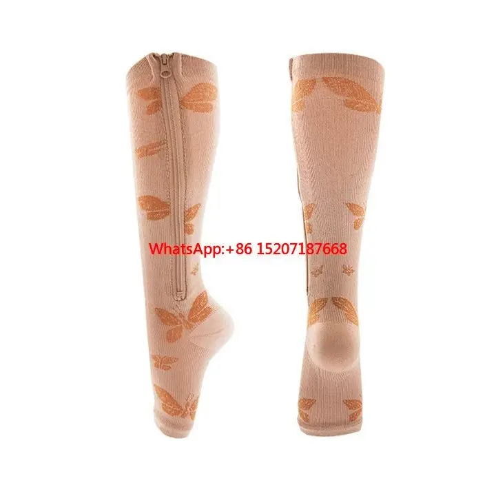 

Unisex plantar fasciitis zip up open toe womens nurse zipper compression socks