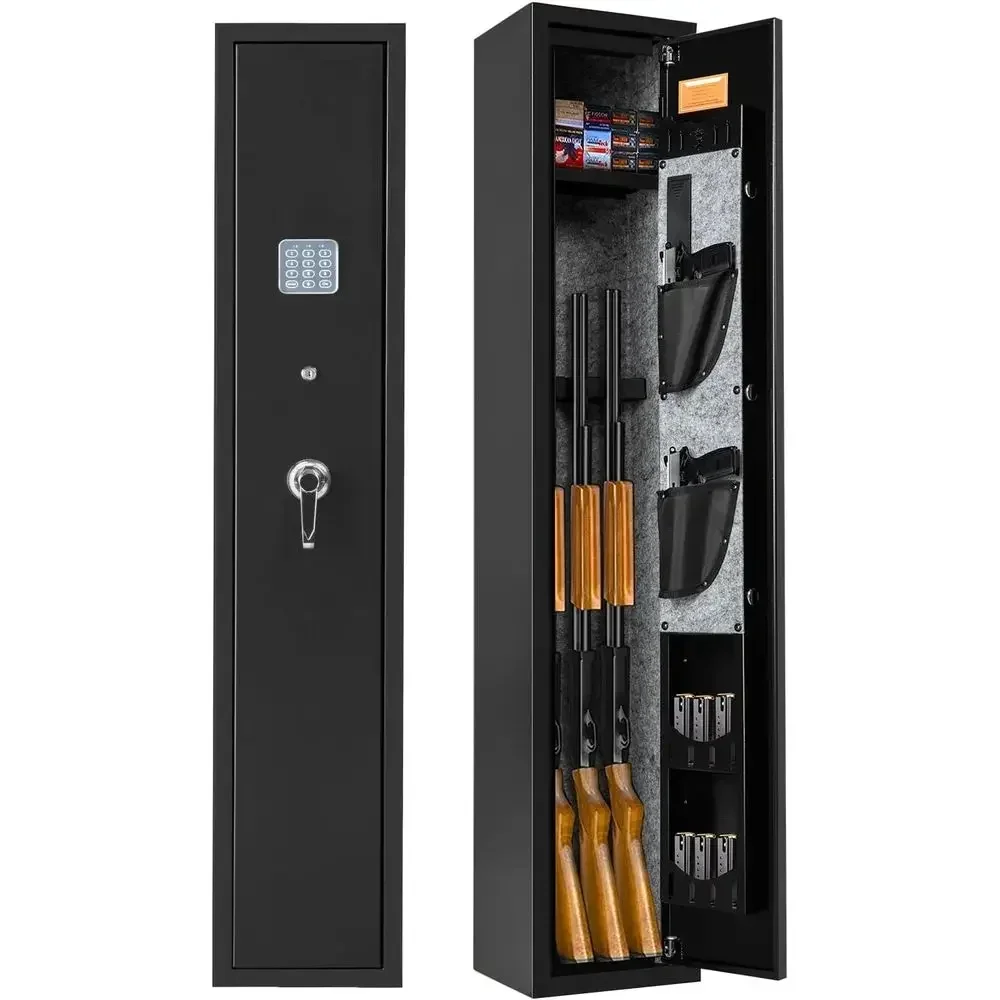 3-Gun Safe, Home Rifle and Pistol Storage, Key Management, Wall-Mounted with Door Organizer