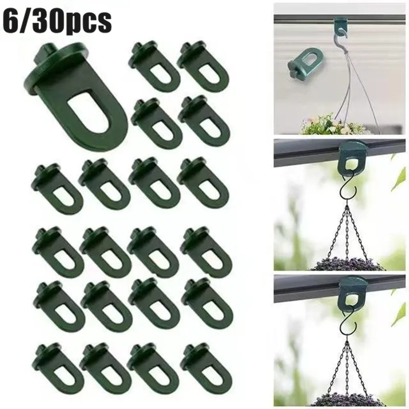 

6/30pcs Green Plastic Greenhouse Hanging Hooks Plant Flower Hanger Clips Garden Accessories Fastener Tied Buckle