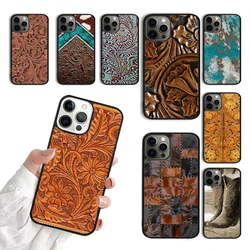 Rustic Brown Western Country Leather Phone Case For iPhone 17 Air 15 16 11 12 13 14 Pro Max Cover For iPhone 17 Air Max Plus