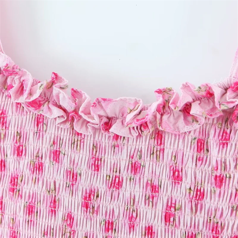 Keyanketian-Vestido feminino deslizante floral elástico, estilo pastoral retrô, babados em camadas, mini vestido agárico skintight, novo lançamento, 2022