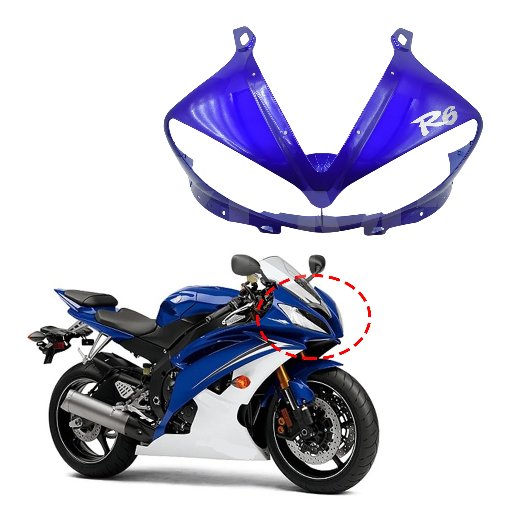 Front Upper Fairing Headlight Cowl Nose Panlel Fit For YAMAHA YZF-R6 YZFR6 03 YZF 6R R6 2003 ABS Plastic