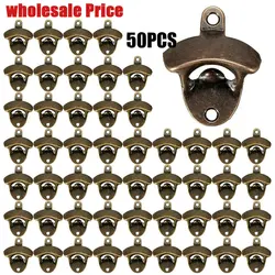 50PCS Pack Retro Vintage Bottle Opener with Mounting Screws Wall Mounted Rustic Beer Opener Set for Kitchen Cafe Bars Wholesale