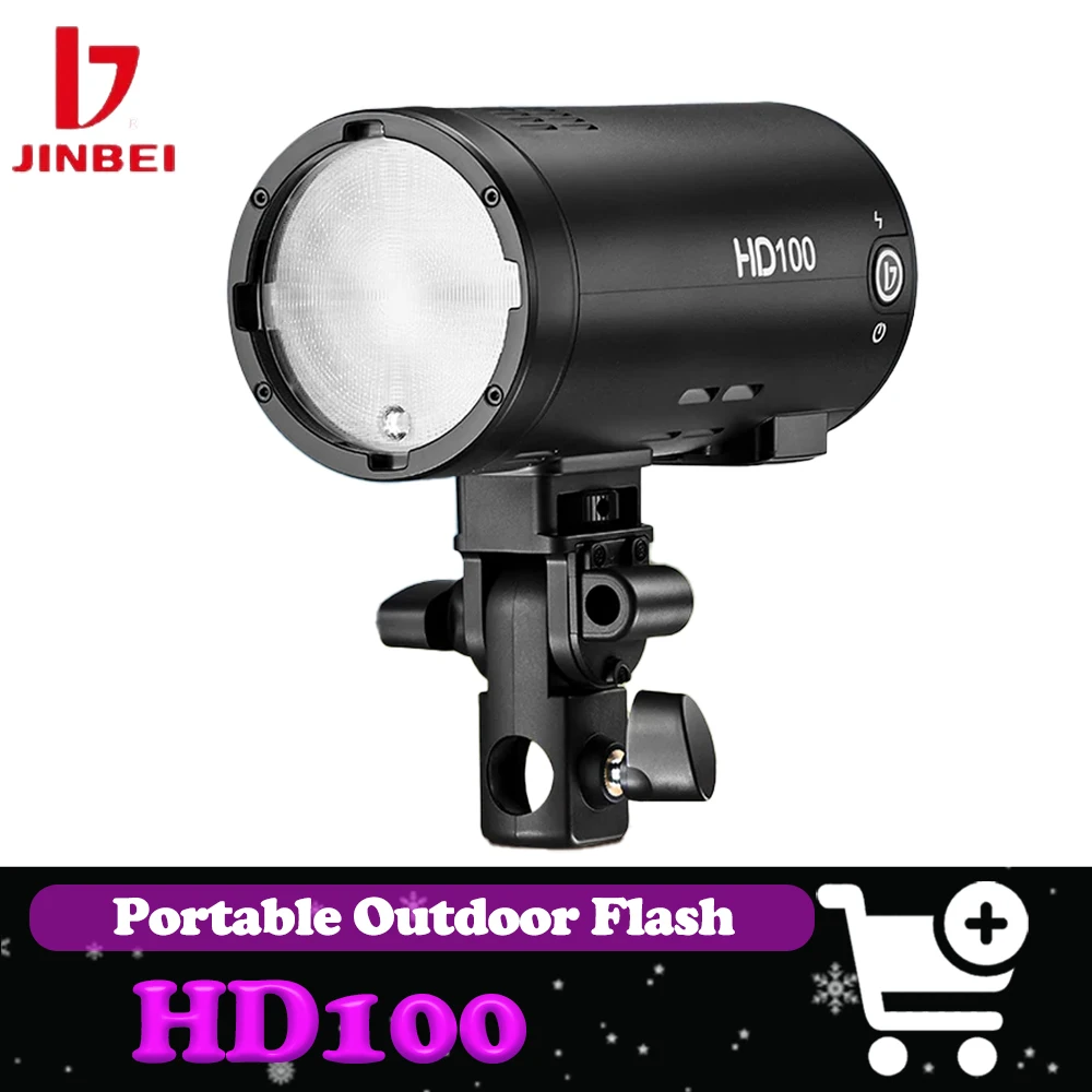 

JINBEI HD100 100WS 2.4G Wireless HSS TTL Portable Outdoor Flash 0.01-1.6s Recycle Time compatible with HD-2 Plus Modifiers