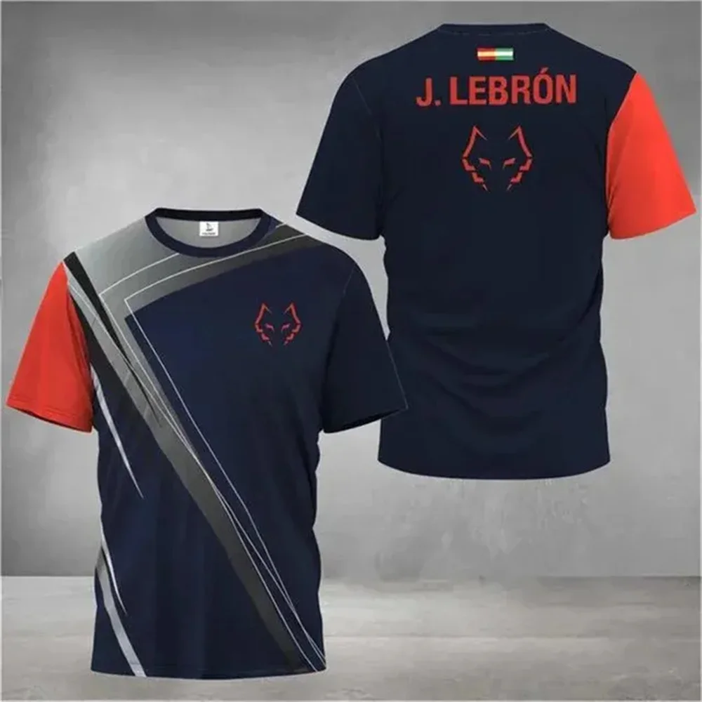 Men's Summer Gradient Striped Print Breathable round Neck T-Shirt Casual Sports Top for Badminton Table Tennis Outdoor