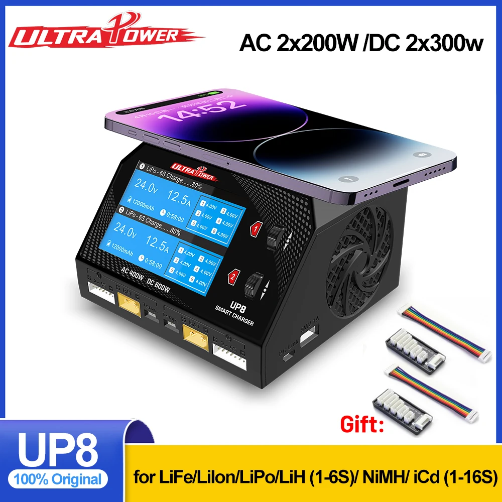

Умное двухканальное зарядное устройство UltraPOWER UP7 400 Вт 10 А переменного/постоянного тока UP8 600 Вт 16 А для 1–6 с LiPo LiHV LiIon LiFe NiCd NiMH балансное зарядное устройство