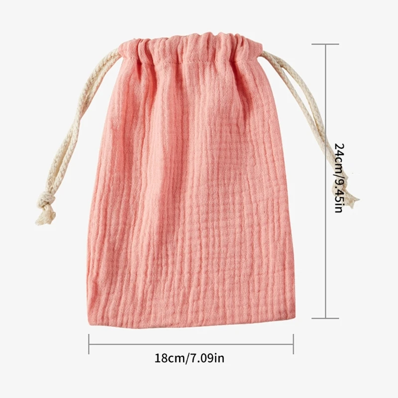 Drawstring 마감과 실용적인 더블 레이어 코 튼 베이비 파우치 아기 잠꼬대 수건 주최자 케이스 기저귀 보관 가방