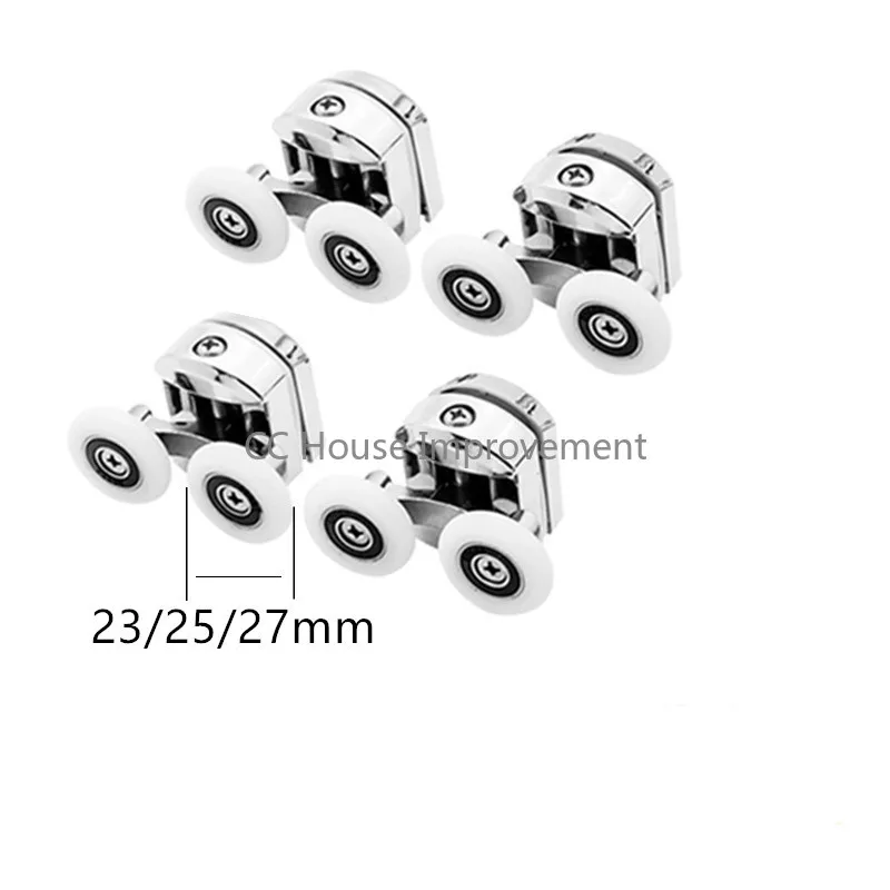 23mm/25mm/27mm Douchedeur Rollers Zinklegering Dubbele Wiel Schuifdouche Deur rollager Wiel Lopers Vervanging