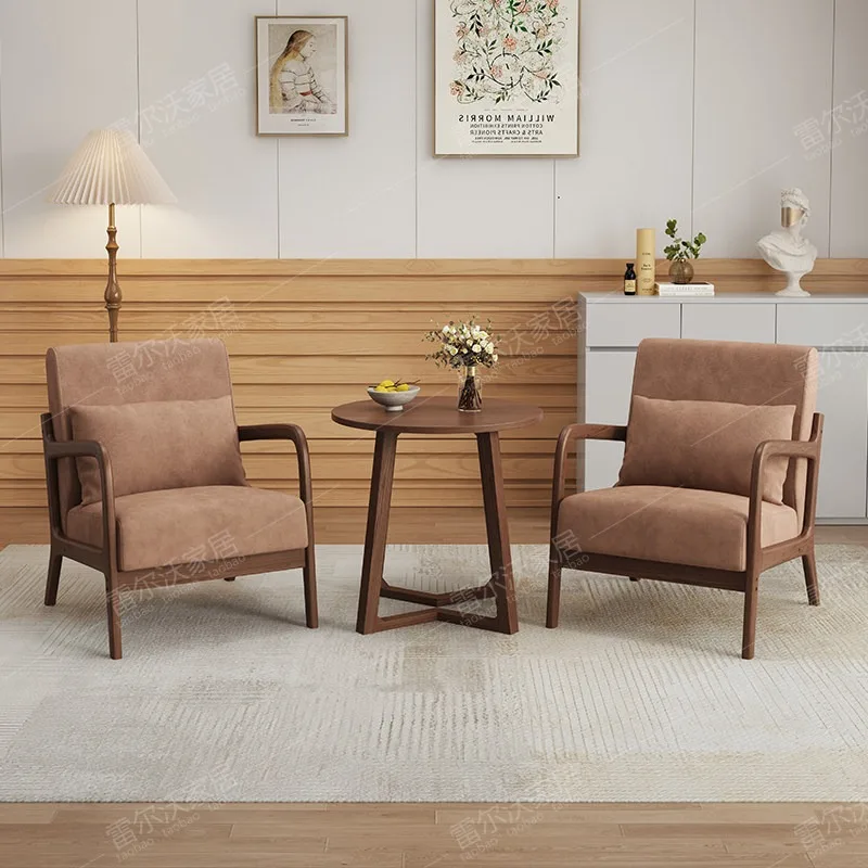 Nordic solid wood sofa chair balcony leisure Internet celebrity cafe hotel homestay negotiation reception table and chair combin