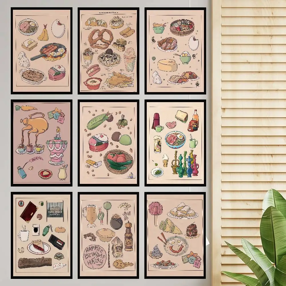 Studio Ghibli behandelt japanisches Essen, selbstklebendes Kunstposter, Whitepaper-Drucke, Poster, Kunstwerk, ästhetische Kunst, Wandgemälde