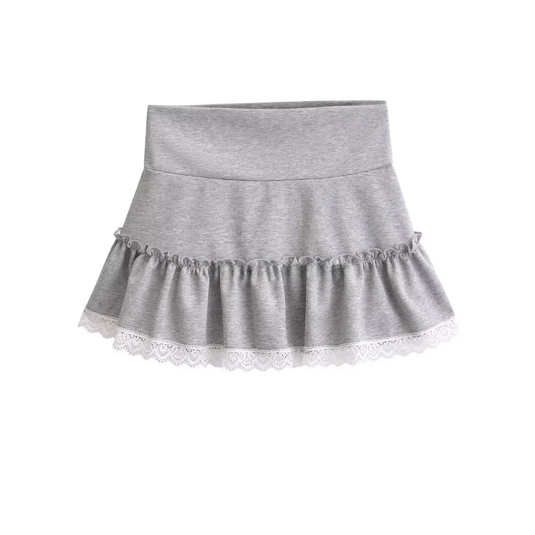 Hoge taille kanten inzetstuk plooirok dames zomer Amerikaanse retro a-lijn afslankende bodycon rok zoete sle ort rok