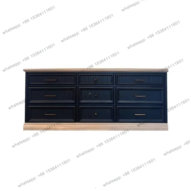 

French retro solid wood storage locker American country bedroom wall drawer storage cabinet