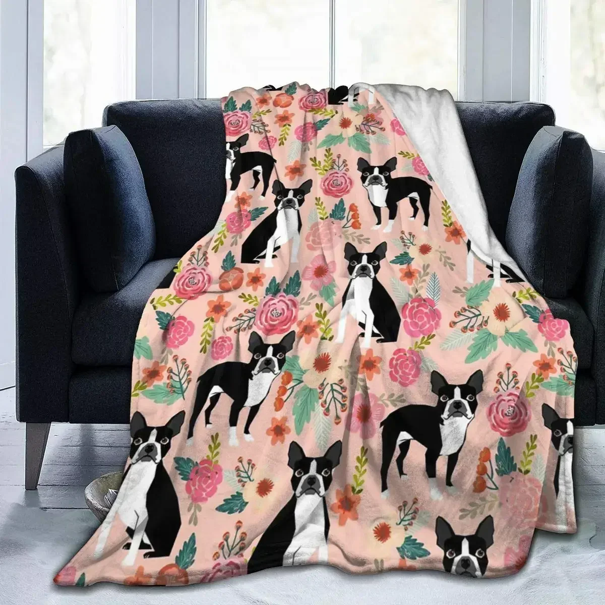 Boston Terrier Blanket Soft Cozy Boston Terrier Cute Puppy Dog Throw Blanket for Kids Girls Women Adults Boston Dog Lover Gifts