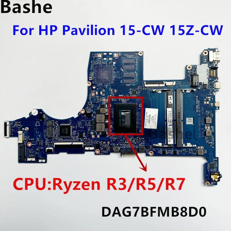 Placa base DAG7BFMB8D0  para ordenador portátil HP Pavilion 15-CW 15Z-CW con R3 R5 R7 CPU DDR4 100% probado en funcio