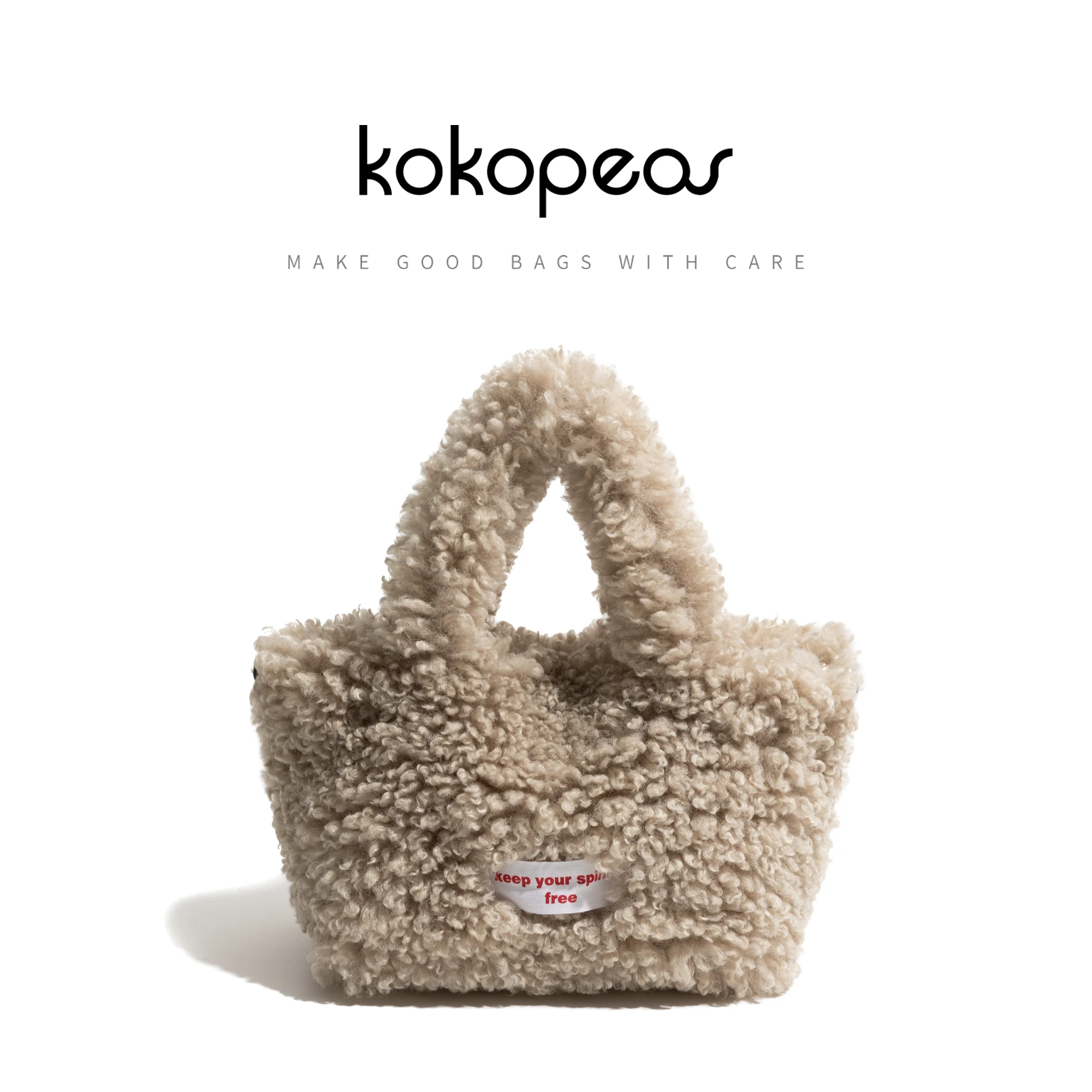 

KOKOPEAS Autumn Winter Plush Cute Hobo Handbag Lamb Fabric Warm Stylish Shoulder Phone Purse Lady Simple Crossbody Commuter Bag