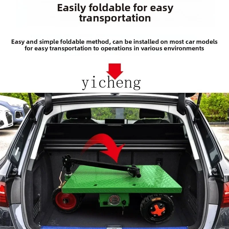 TQH folding electric flatbed truck, truck decoration, enter the elevator to pull goods, trolley to pull ceramic tile trolley