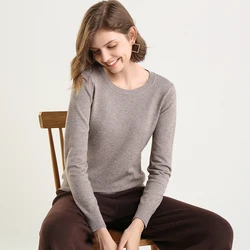 Ultra-fine merino wool ladies knitted O-neck breathable thin short-sleeved T-shirt solid color top