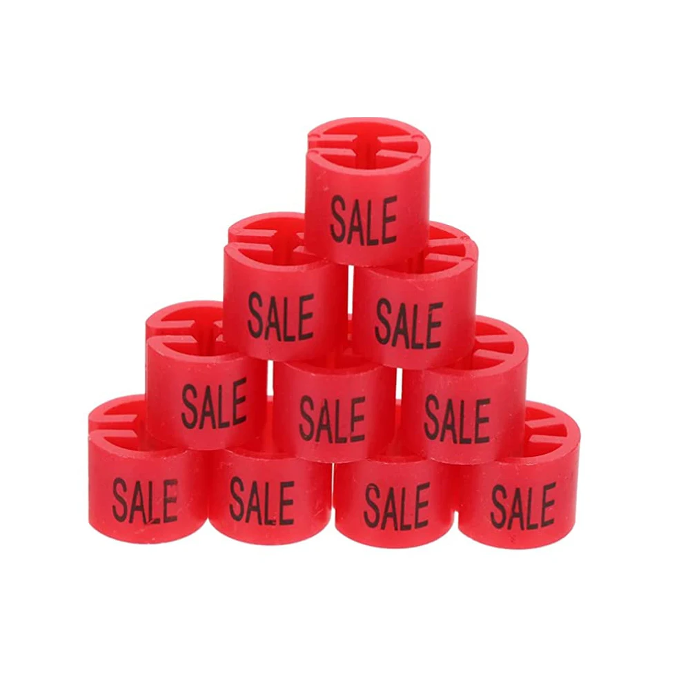 100pcs/Bag Red Sale Sign Clothes Hanger Sizer Garment Plastic Sale Size Markers Label Sign Tag For Clothing Store