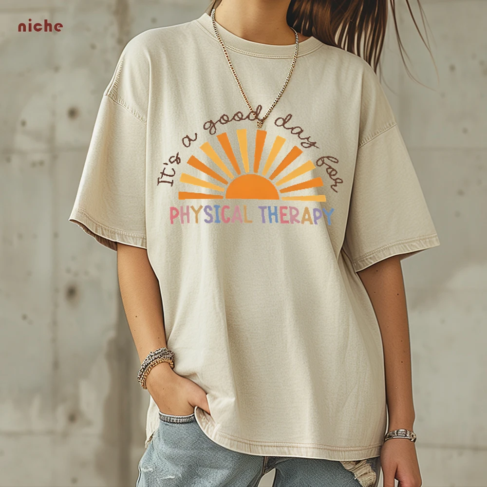 

Beautiful Sun Color Letter Printing T-Shirt Pure Cotton High Gram Weight Couple's Clothing Designer New Trend Short Sleeves