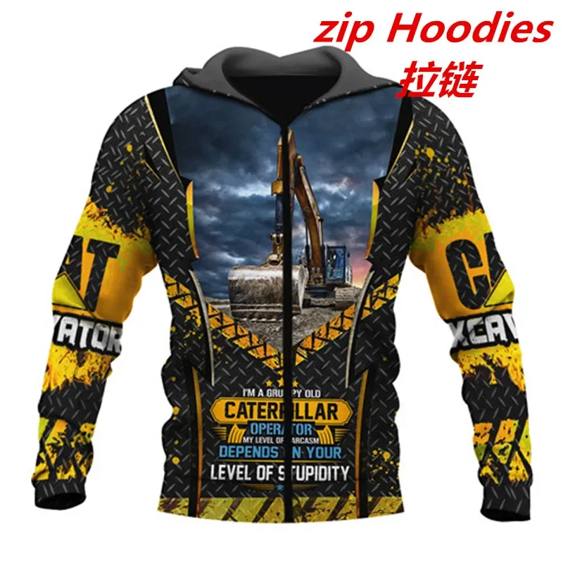 New excavator equipment instrument street wear 3D printed Hoodie / Sweatshirt / zipper Hoodie Top